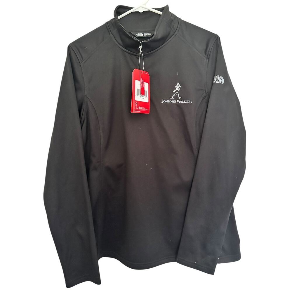 The North Face Womens Large 1/4 Tech Fleece Black Slim Fit NWT Johnnie Walker